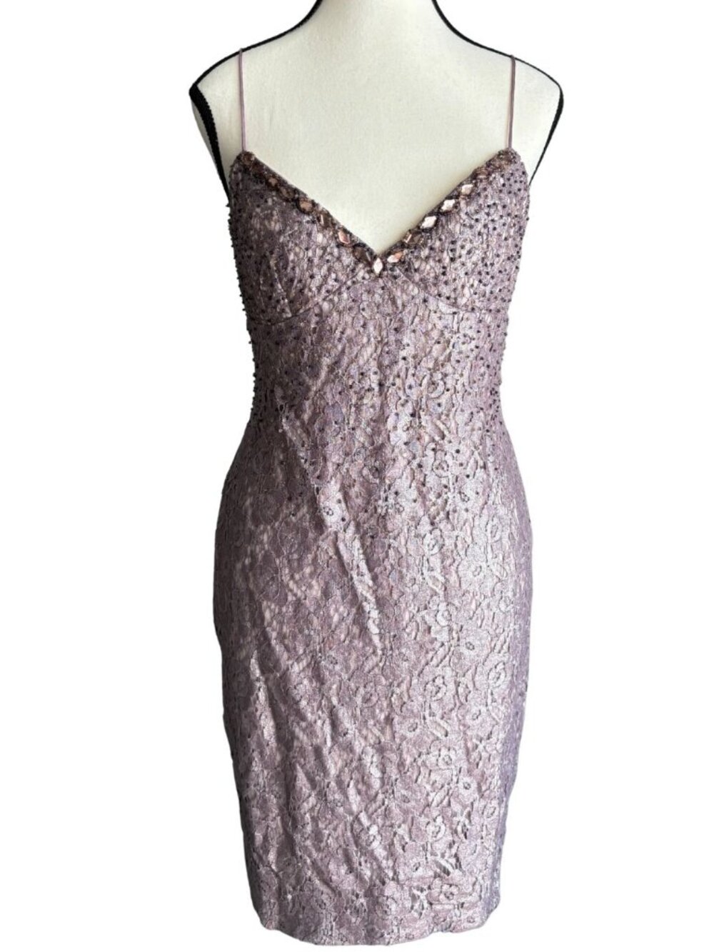 AIDAN MATTOX BEADED LACE DRESS, SZ. 8
